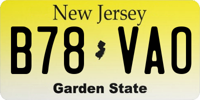 NJ license plate B78VAO