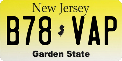 NJ license plate B78VAP