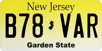 NJ license plate B78VAR