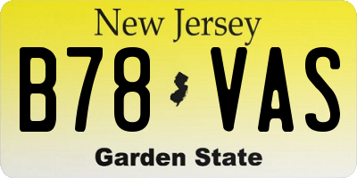 NJ license plate B78VAS
