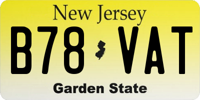 NJ license plate B78VAT