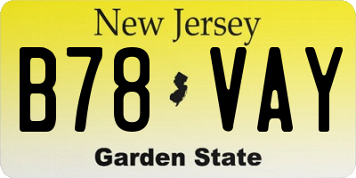 NJ license plate B78VAY