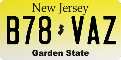 NJ license plate B78VAZ