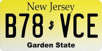 NJ license plate B78VCE