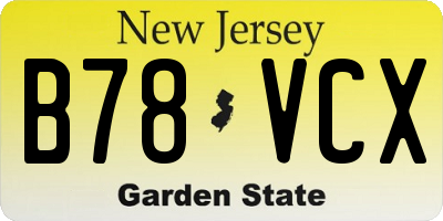 NJ license plate B78VCX