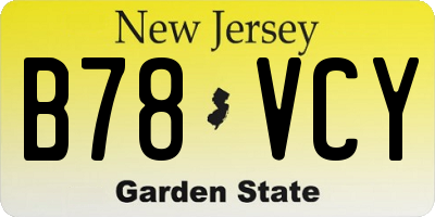 NJ license plate B78VCY