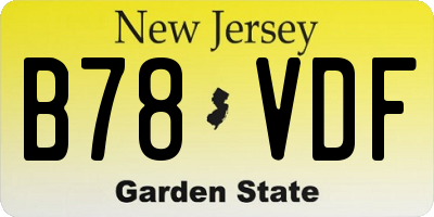 NJ license plate B78VDF