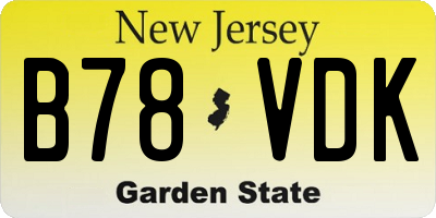 NJ license plate B78VDK