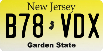 NJ license plate B78VDX