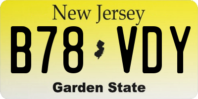 NJ license plate B78VDY