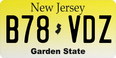 NJ license plate B78VDZ