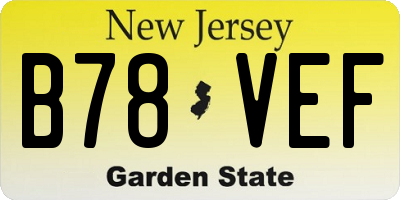 NJ license plate B78VEF