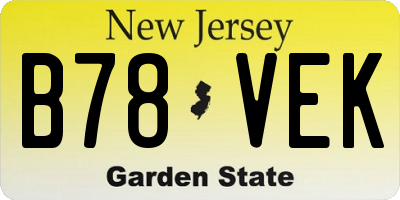 NJ license plate B78VEK