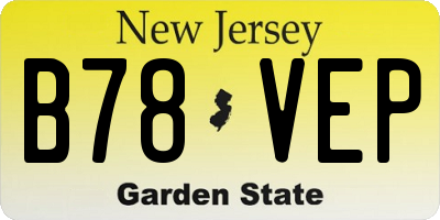 NJ license plate B78VEP