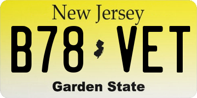 NJ license plate B78VET
