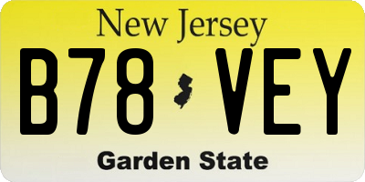 NJ license plate B78VEY