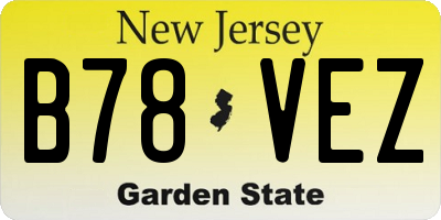 NJ license plate B78VEZ