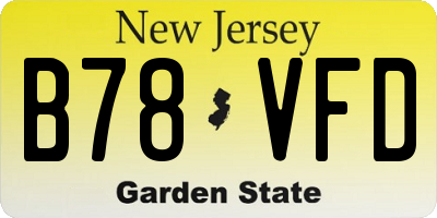 NJ license plate B78VFD