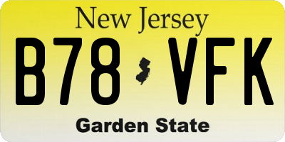 NJ license plate B78VFK