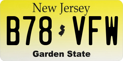NJ license plate B78VFW