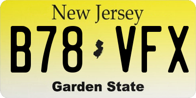 NJ license plate B78VFX
