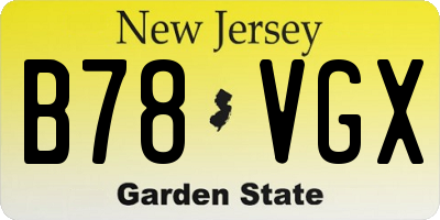 NJ license plate B78VGX