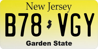 NJ license plate B78VGY