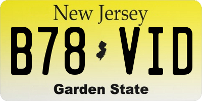 NJ license plate B78VID