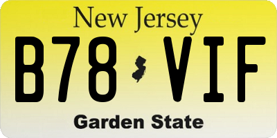 NJ license plate B78VIF