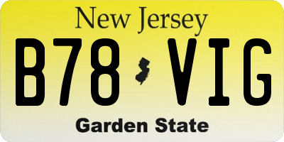 NJ license plate B78VIG