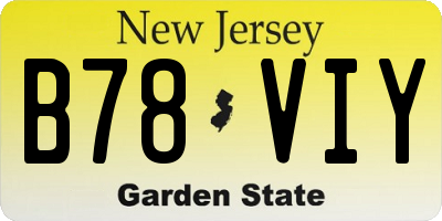 NJ license plate B78VIY