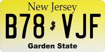NJ license plate B78VJF