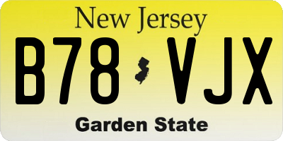 NJ license plate B78VJX