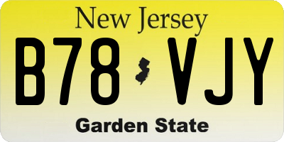 NJ license plate B78VJY