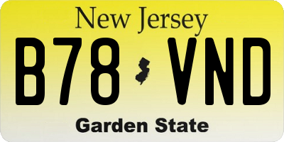 NJ license plate B78VND