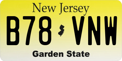 NJ license plate B78VNW