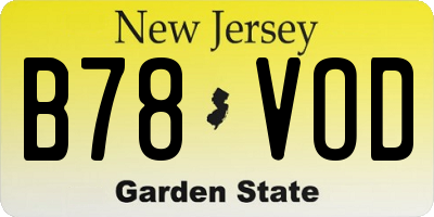 NJ license plate B78VOD