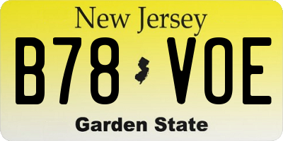 NJ license plate B78VOE