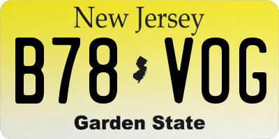 NJ license plate B78VOG
