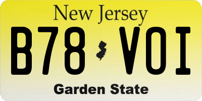 NJ license plate B78VOI