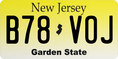 NJ license plate B78VOJ