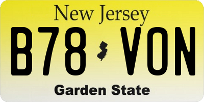 NJ license plate B78VON
