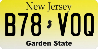 NJ license plate B78VOQ
