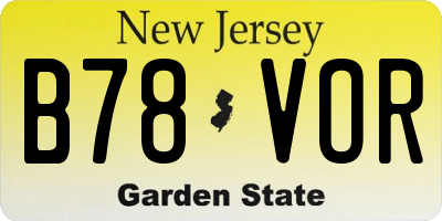 NJ license plate B78VOR