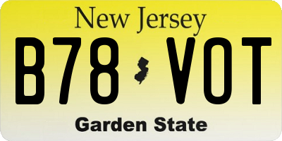 NJ license plate B78VOT