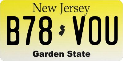 NJ license plate B78VOU