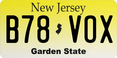 NJ license plate B78VOX