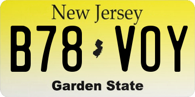 NJ license plate B78VOY