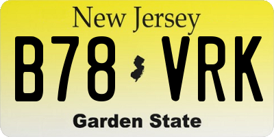 NJ license plate B78VRK