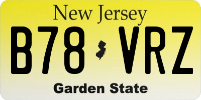 NJ license plate B78VRZ